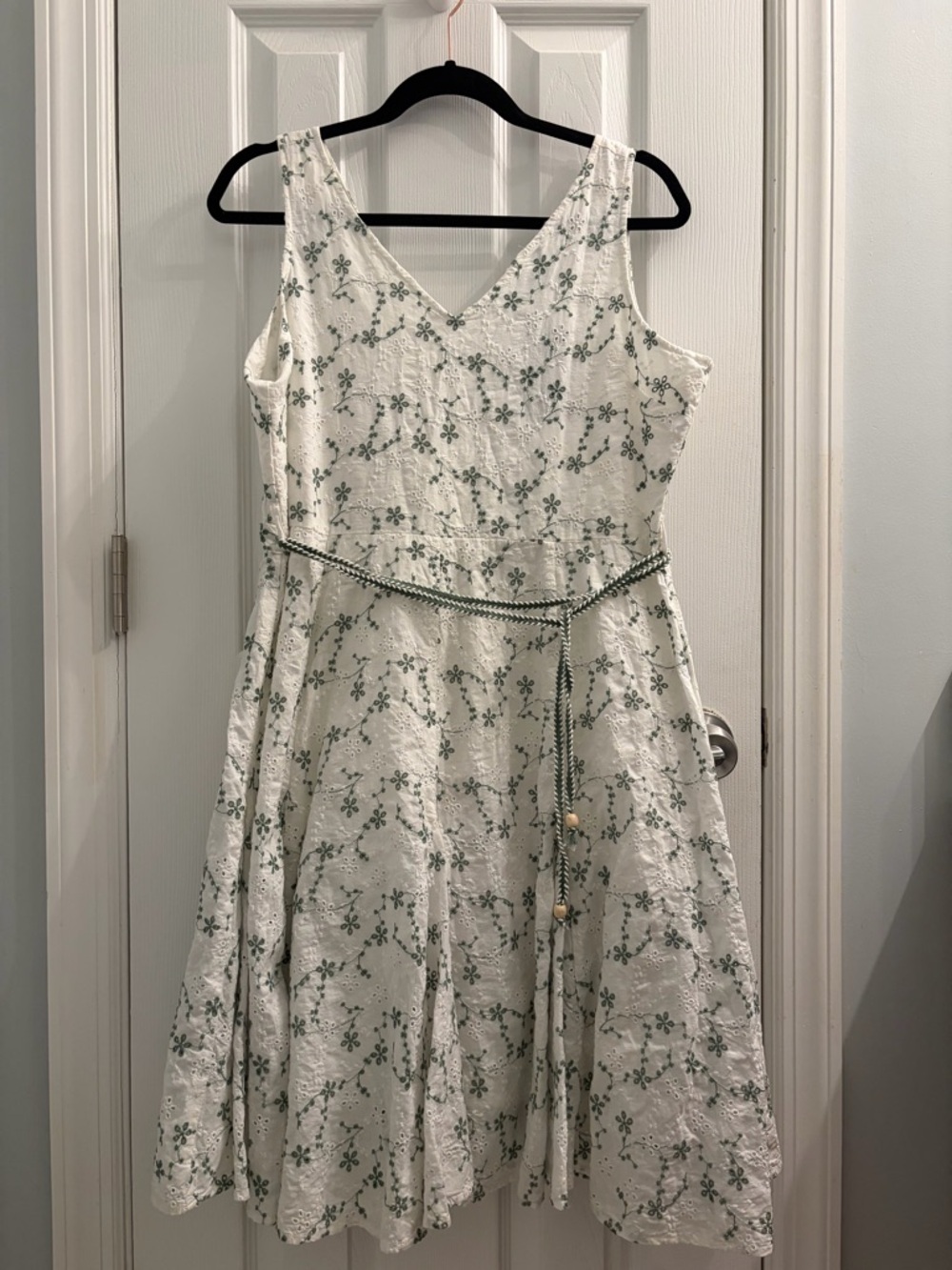 Cottage Core Countryside 100% Cotton Floral Tie-Waist Mini Dress - Picture 6 of 14